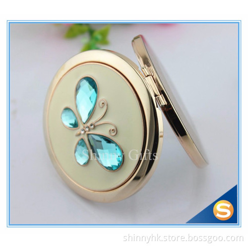 Shinny Gifts Fashionable Fancy Butterfly Design Folding Double Sides Metal Pocket Mirror